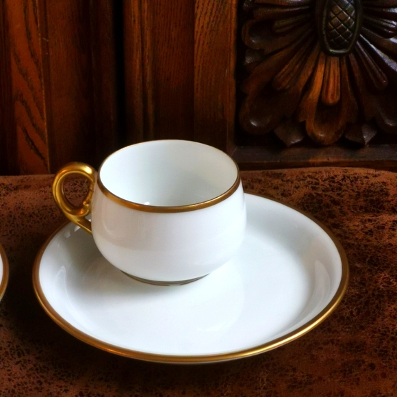 Antique Delicate White Bone China Coffee Cup & Saucer w/Gold Trim by MZ Austria - Picture 2 of 9